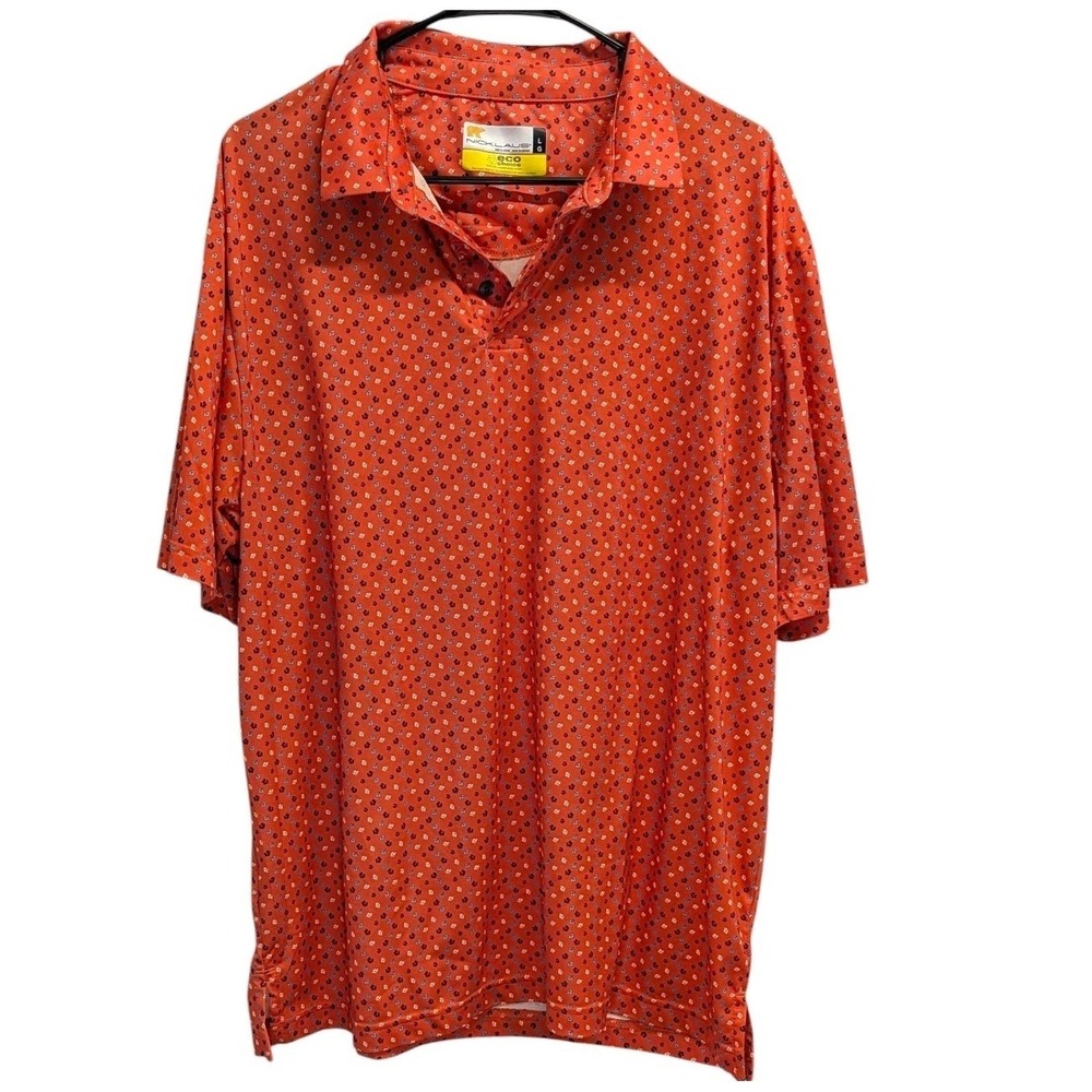 Golfcore Performance‎ Print Polo Shirt Orange Jack Nicklaus Eco Choice Large